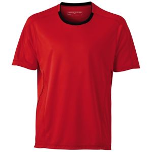 James & Nicholson Pánske bežecké tričko JN472 - Tomato / černá | M