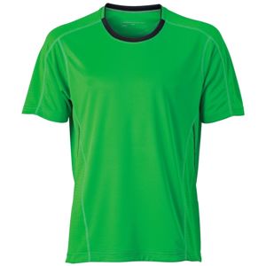 James & Nicholson Pánske bežecké tričko JN472 - Zelená / ocelově šedá | XXL