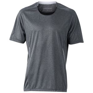 James & Nicholson Pánske bežecké tričko JN472 - Černý melír / bílá | L