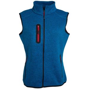 James & Nicholson Dámska vesta z pleteného fleecu JN773 - Kráľovsky modrý melír / červená | M