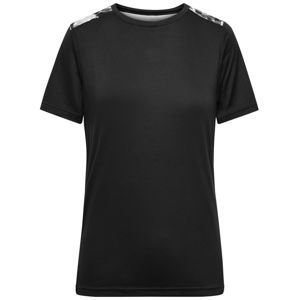 James & Nicholson Dámske športové tričko JN523 - Čierna / čierno potlačená | M