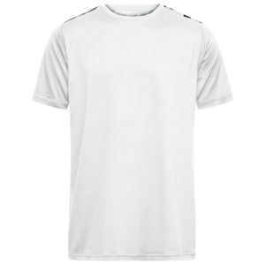 James & Nicholson Pánske športové tričko JN524 - Biela / čierno potlačená | XXL
