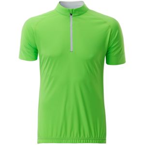 James & Nicholson Pánsky cyklistický dres s krátkym zipsom JN514 - Jasně zelená / bílá | XL