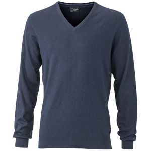 James & Nicholson Luxusný pánsky sveter s kašmírom JN664 - Tmavě modrý melír | L