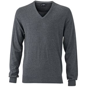 James & Nicholson Luxusný pánsky sveter s kašmírom JN664 - Antracitový melír | XXL