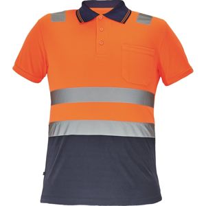 Cerva Reflexná pánska polokošeľa CADIZ - Oranžová / tmavomodrá | XL