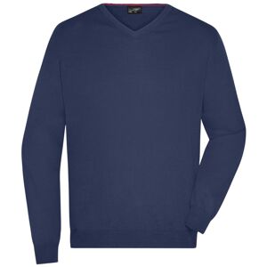 James & Nicholson Pánsky bavlnený sveter JN659 - Tmavomodrá | M