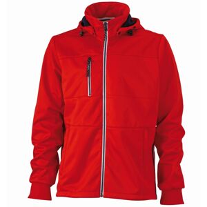 James & Nicholson Pánska športová softshellová bunda JN1078 - Červená / tmavomodrá / biela | XXXL