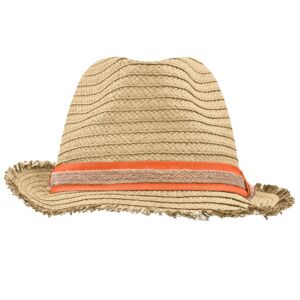 Myrtle Beach Letný slamenný klobúk MB6703 - Slamová / oranžová | L/XL