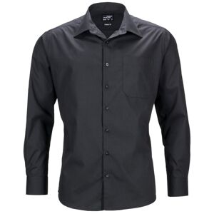 James & Nicholson Pánska košeľa s dlhým rukávom JN642 - Čierna | XXL