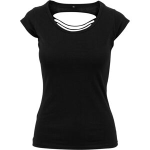 Build Your Brand Dámske tričko s odhaleným chrbtom - Čierna | XS