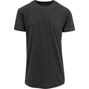 Build Your Brand Pánske predĺžené tričko - Tmavošedý melír | XL