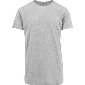 Build Your Brand Pánske predĺžené tričko - Šedý melír | XL