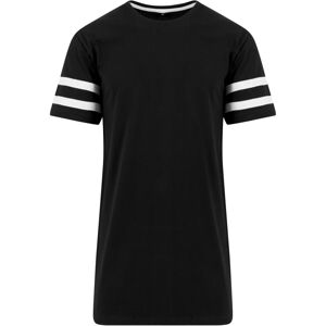 Build Your Brand Pánske predĺžené tričko s pásikavými rukávmi - Čierna / biela | XXL