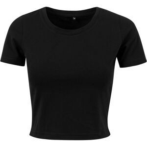 Build Your Brand Dámske crop top tričko s krátkym rukávom - Čierna | XXL