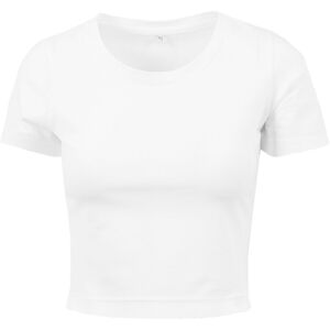 Build Your Brand Dámske crop top tričko s krátkym rukávom - Biela | L