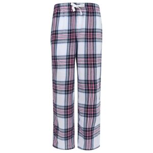 SF (Skinnifit) Detské flanelové pyžamové nohavice - Biela / ružová