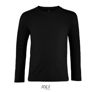 SOL'S Detské tričko s dlhým rukávom Imperial - Čierna | 12 rokov (142/152)