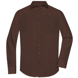 James & Nicholson Pánska košeľa s dlhým rukávom JN678 - Hnedá | L