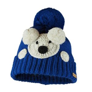 Bontis Detská zimná čiapka s háčkovaným medvedíkom - Kráľovská modrá | uni detská