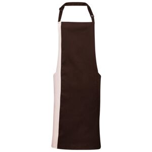 Premier Workwear Dvojfarebná kuchárska zástera s náprsenkou - Hnedá / natural