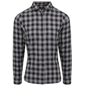Premier Workwear Dámska bavlnená károvaná košeľa - Oceľovo šedá / čierna | L