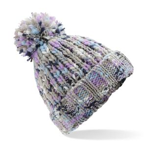 Beechfield Farebná pletená čiapka s brmbolcom Twister - Lavender Twist