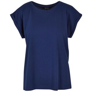 Build Your Brand Voľné dámske tričko s ohrnutými rukávmi - Svetlá námornícka modrá | XXXL