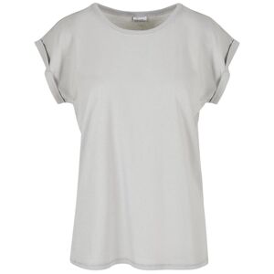 Build Your Brand Voľné dámske tričko s ohrnutými rukávmi - Svetlá asfaltová | XXXL