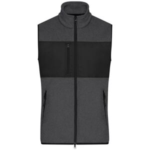 James & Nicholson Pánska fleecová vesta JN1310 - Tmavý melír / čierna | XL