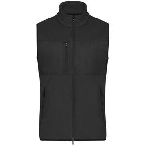 James & Nicholson Pánska fleecová vesta JN1310 - Čierna / čierna | XL