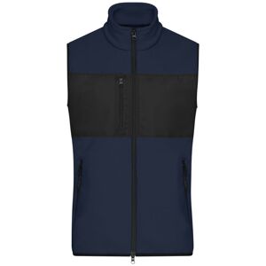 James & Nicholson Pánska fleecová vesta JN1310 - Tmavomodrá / čierna | XL