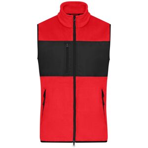 James & Nicholson Pánska fleecová vesta JN1310 - Červená / čierna | XL