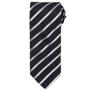 Premier Workwear Pásikavá kravata Sports Stripe - Čierna / strieborná