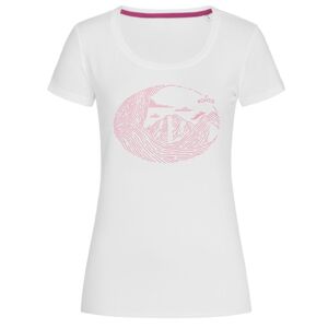Bontis Dámske tričko MOUNTAINS - Biela / ružová | XXL