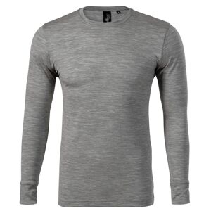 MALFINI Pánske tričko s dlhým rukávom Merino Rise LS - Tmavošedý melír | S