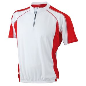 James & Nicholson Pánske cyklistické tričko JN420 - Biela / červená | XXL