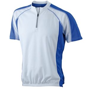 James & Nicholson Pánske cyklistické tričko JN420 - Biela / kráľovská modrá | XXL