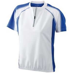 James & Nicholson Dámske cyklistické tričko JN419 - Bílá / královská modrá | L