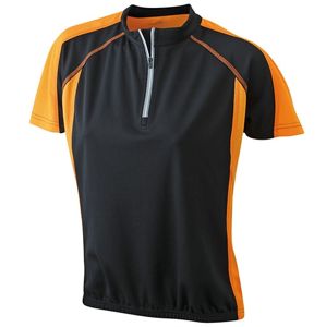 James & Nicholson Dámske cyklistické tričko JN419 - Čierna / oranžová | S