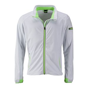 James & Nicholson Pánska športová softshellová bunda JN1126 - Bielo-žiarivo zelená | XL