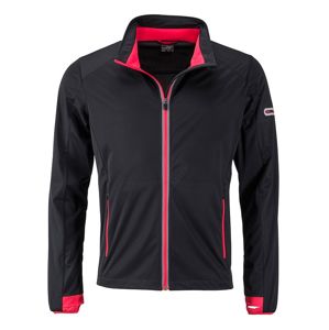James & Nicholson Pánska športová softshellová bunda JN1126 - Čierna / svetločervená | L