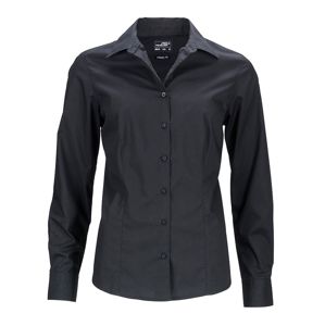 James & Nicholson Dámska košeľa s dlhým rukávom JN641 - Čierna | XXL