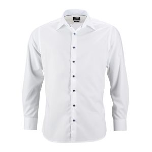 James & Nicholson Pánska biela košeľa JN648 - Biela / biela / svetlomodrá | XL