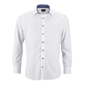 James & Nicholson Pánska biela košeľa JN648 - Bielo-modro biela | XL