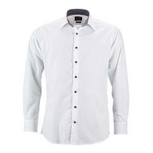 James & Nicholson Pánska biela košeľa JN648 - Bílá / titanová / bílá | XXL