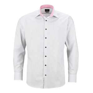 James & Nicholson Pánska luxusná košeľa Dots JN674 - Bílá / titanová | XXL