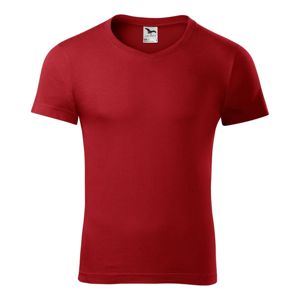 MALFINI Pánske tričko Slim Fit V-neck - Červená | XXXL