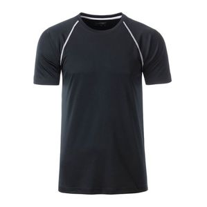 James & Nicholson Pánske funkčné tričko JN496 - Čierna / biela | XXL