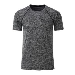 James & Nicholson Pánske funkčné tričko JN496 - Čierny melír / čierna | XXL